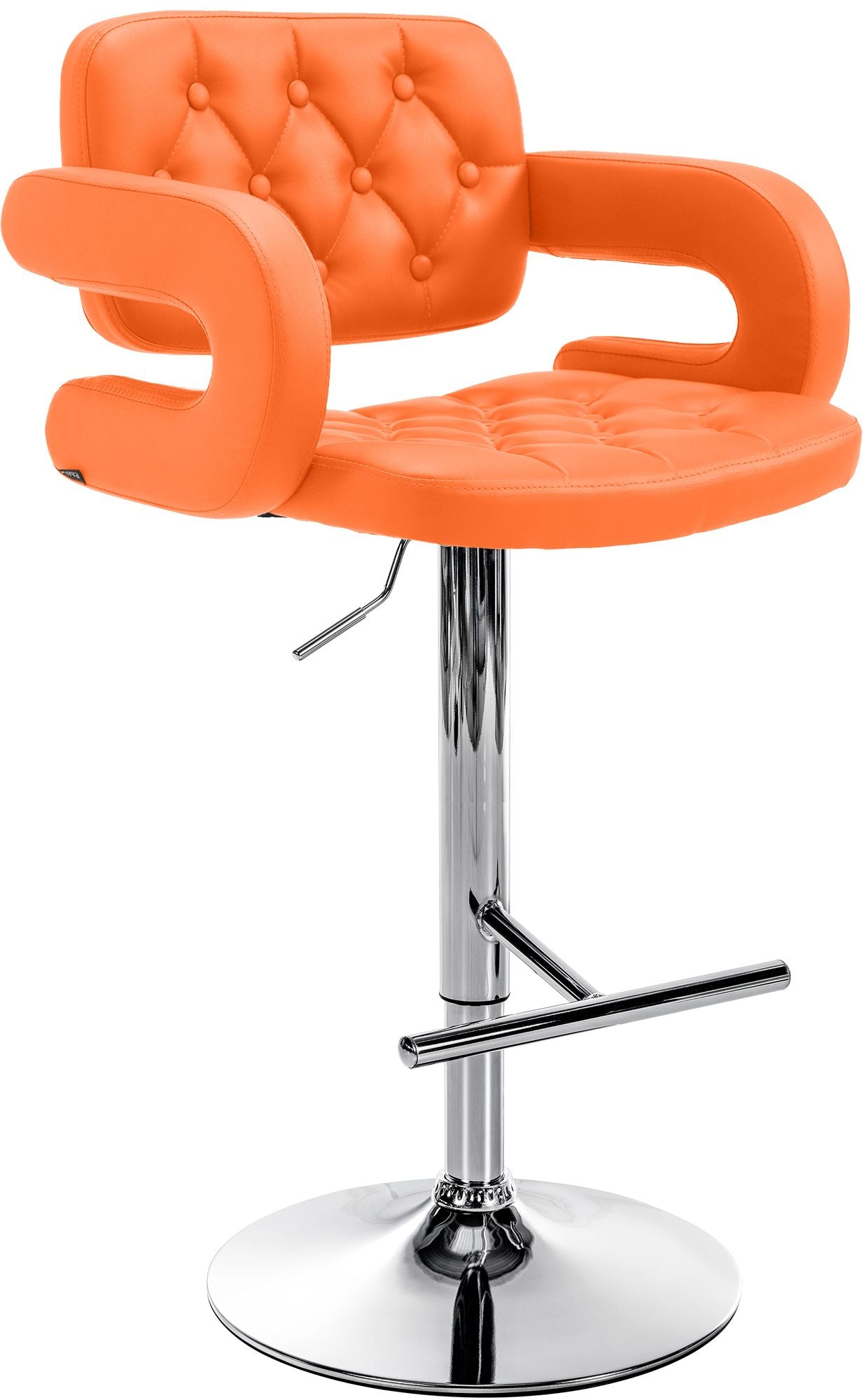 Catena di Bocche stool in orange faux leather, chromed