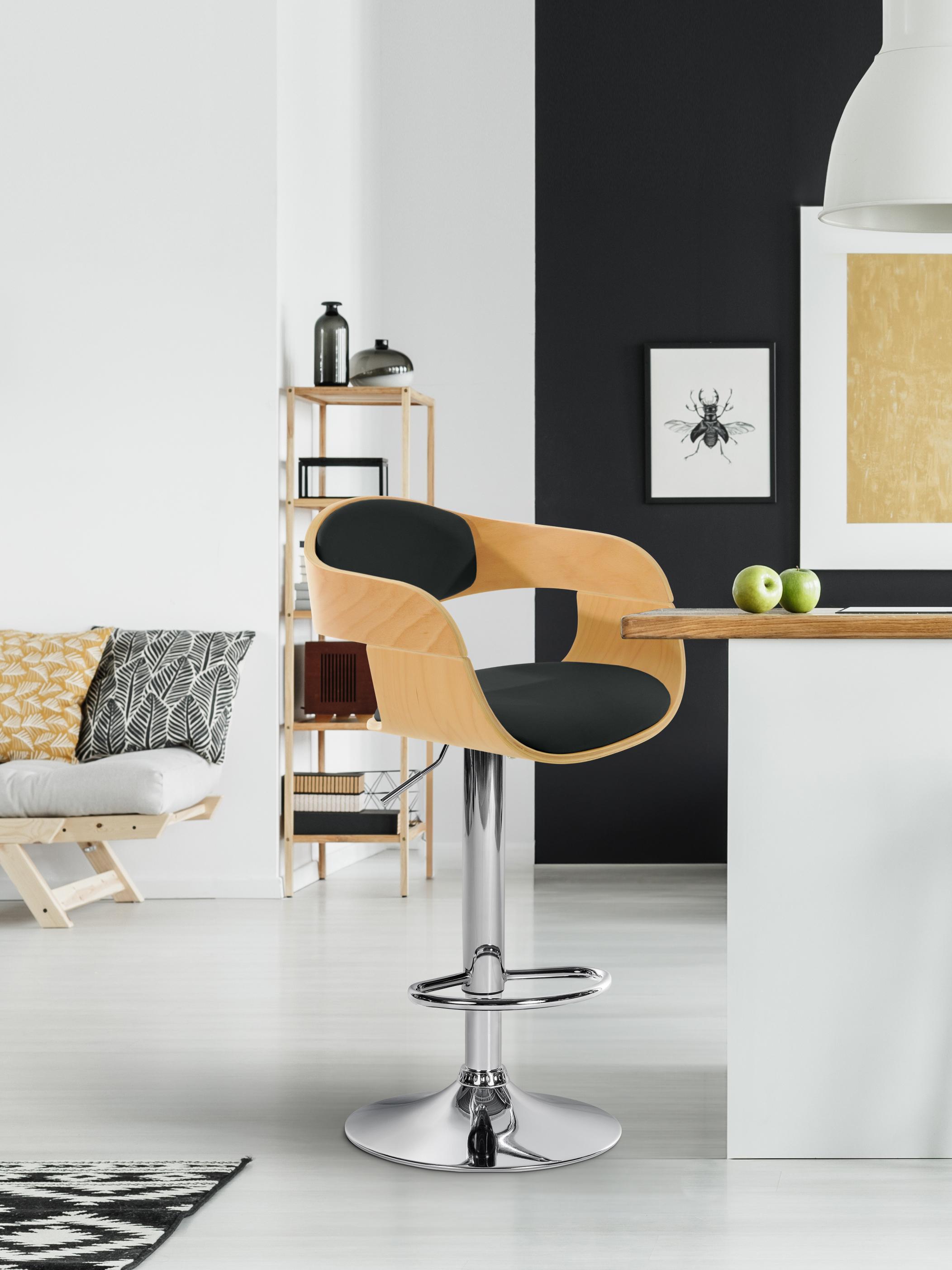 Arabba stool in natural/black faux leather