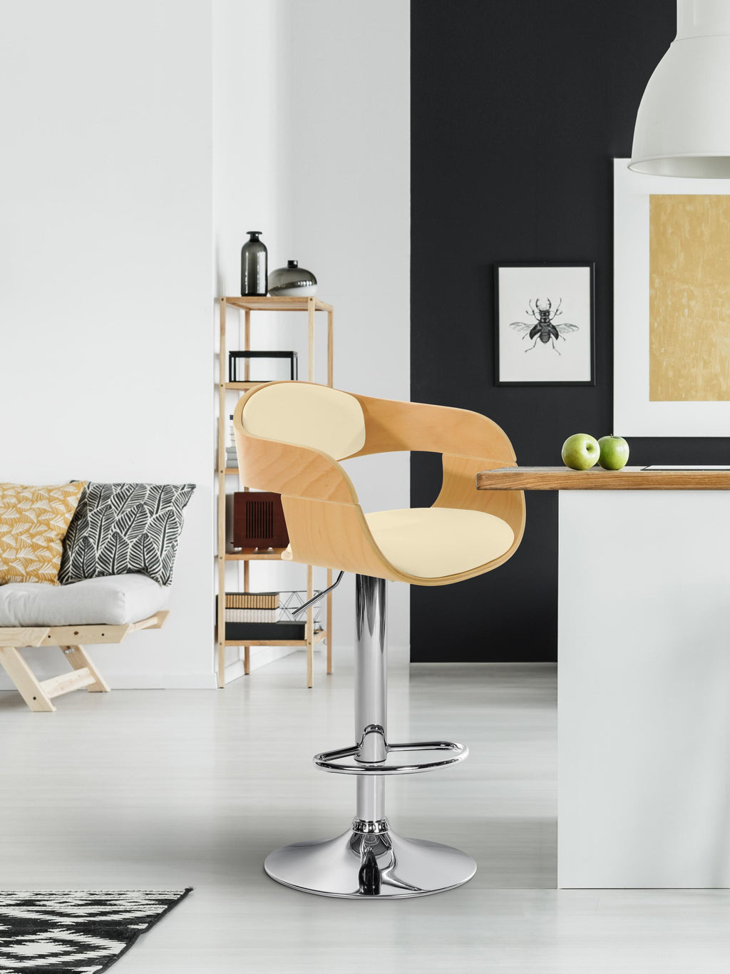 Sgabello Arabba in Similpelle naturale/crema