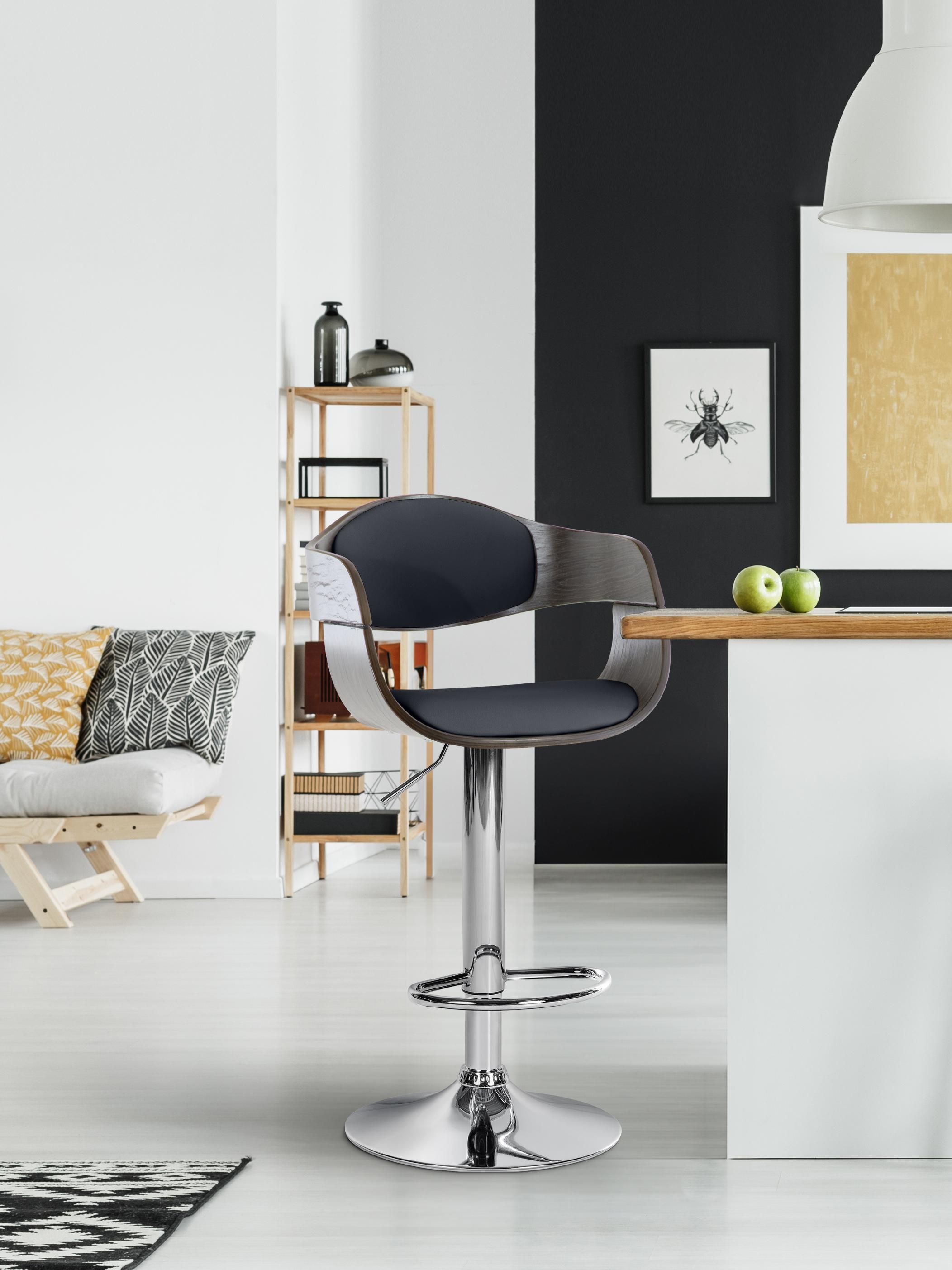 Arabba stool in black/grey faux leather