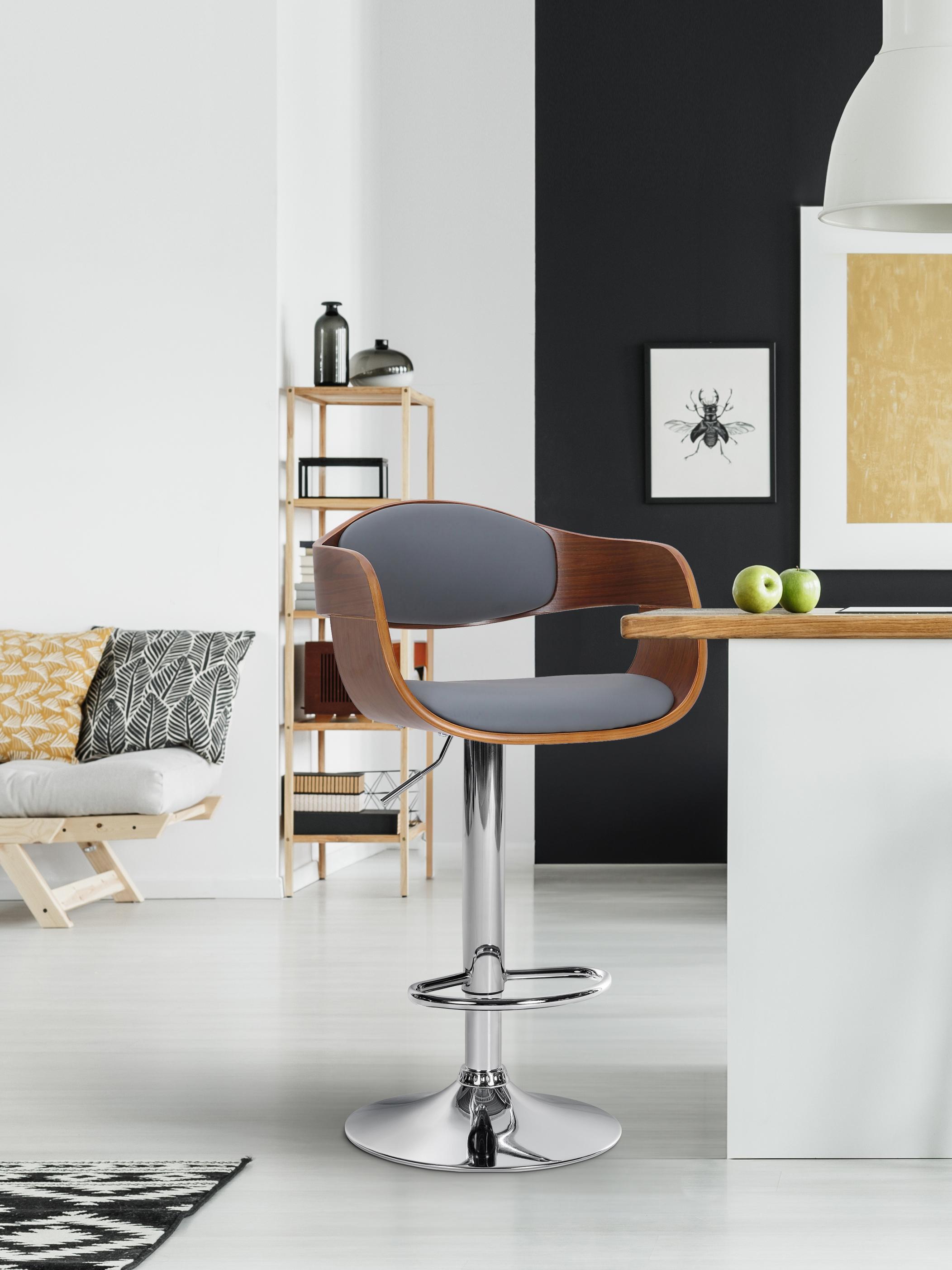 Arabba stool in walnut/grey faux leather