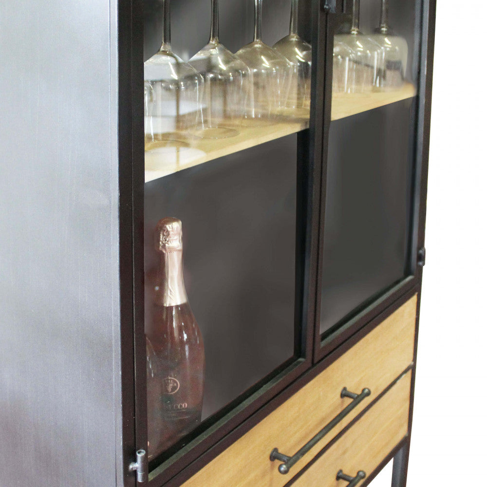 MOBILE CHADWICK. Mobile in ferro e legno con 2 ante, 2 ripiani e 2 cassetti Dimensioni: cm 81,5 x 40 x 180 h.