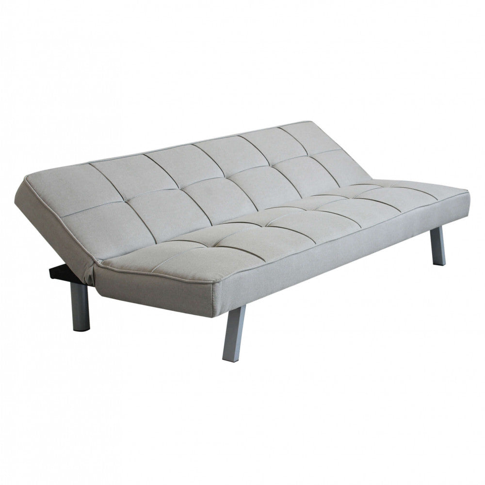 DIVANO LETTO AARON. Divano Letto GRIGIO CHIARO MELANGE struttura in metallo e legno Dimensioni: D.178x81x71/DL.178x96x35.
