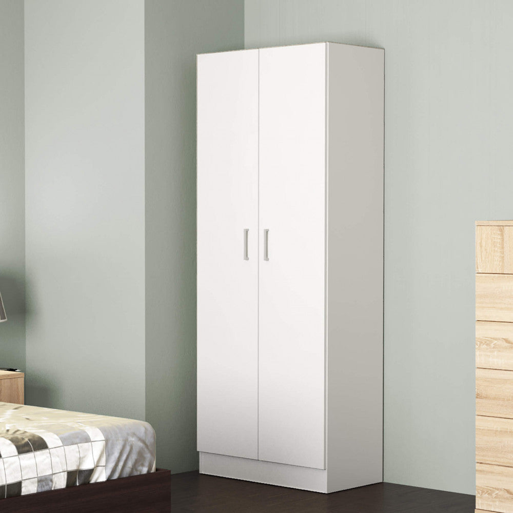 LEOPOLD 2-DOOR WHITE WARDROBE. WHITE wooden wardrobe. Dimensions: 80 x 52 x 180 cm h.