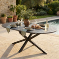 TAVOLO ROTONDO CAMELOT ALLUNGABILE 150/200 X 150. Struttura in alluminio verniciato BIANCO o ANTRACITE Dimensioni: cm ò 150/204 x 150 x 75 h. Arredo Giardino