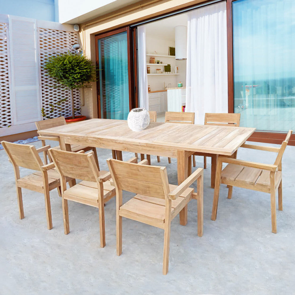 RIBOT TABLE 200/300 X 100. Teak table Dimensions: 220/300 x 100 x 75 cm h. Garden furniture