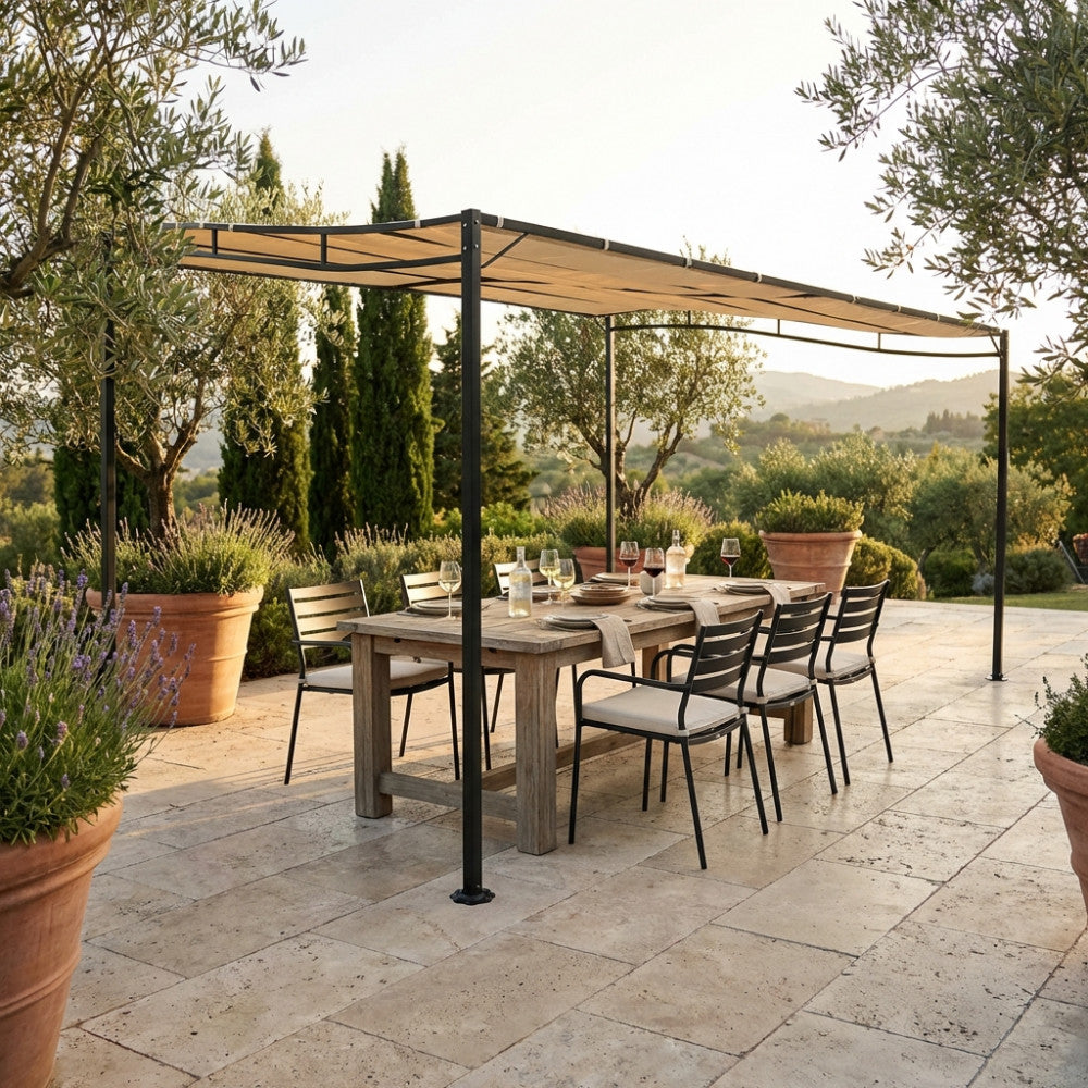 GAZEBO PERGOLA 3 X 2,5. Telo in poliestere AVORIO 180 gr struttura in acciaio Dimensioni: m 3 x 2,5. Arredo Giardino