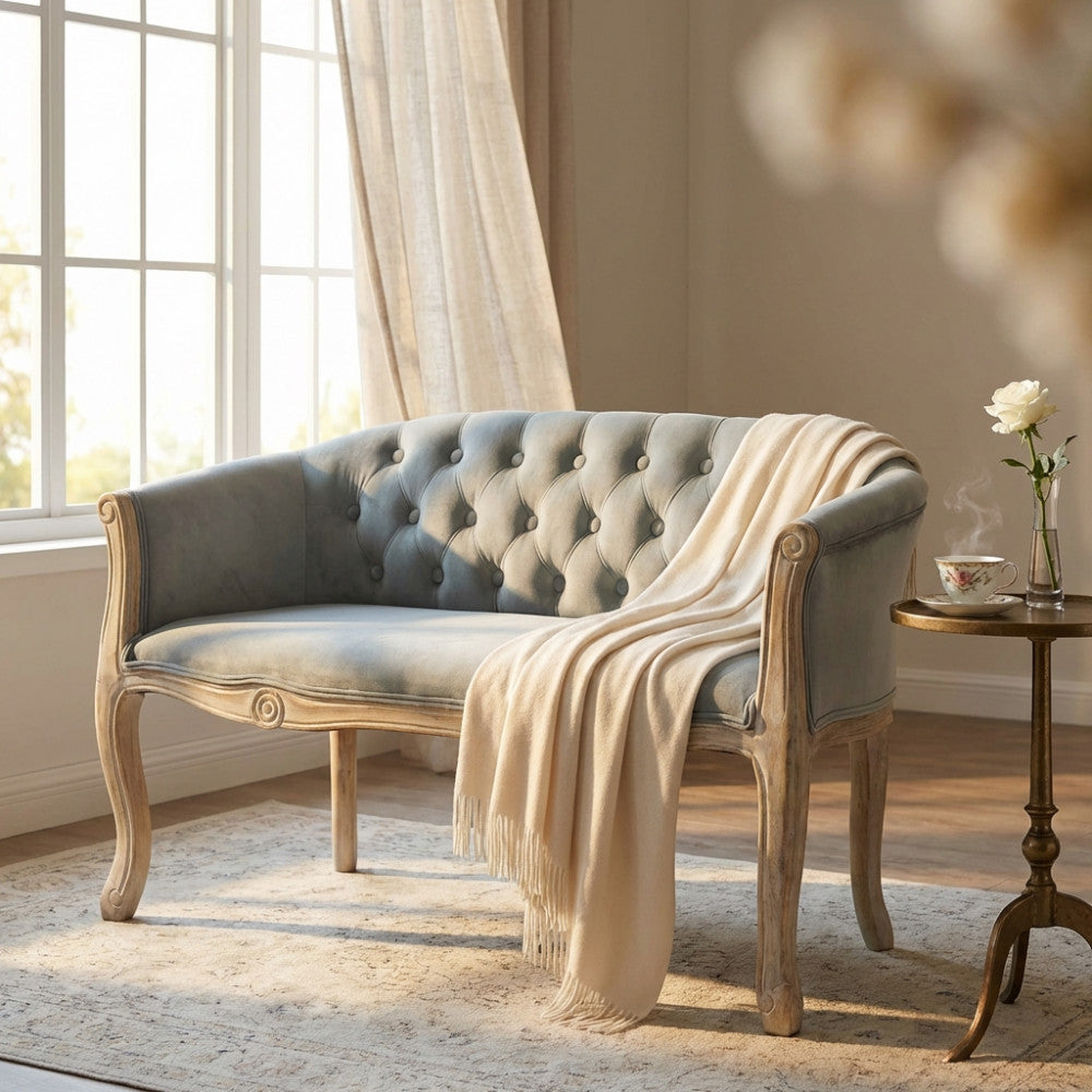 DIVANO COLEMAN IN VELLUTO GRIGIO. Dimensioni: cm 107 x 61 x 70 h.