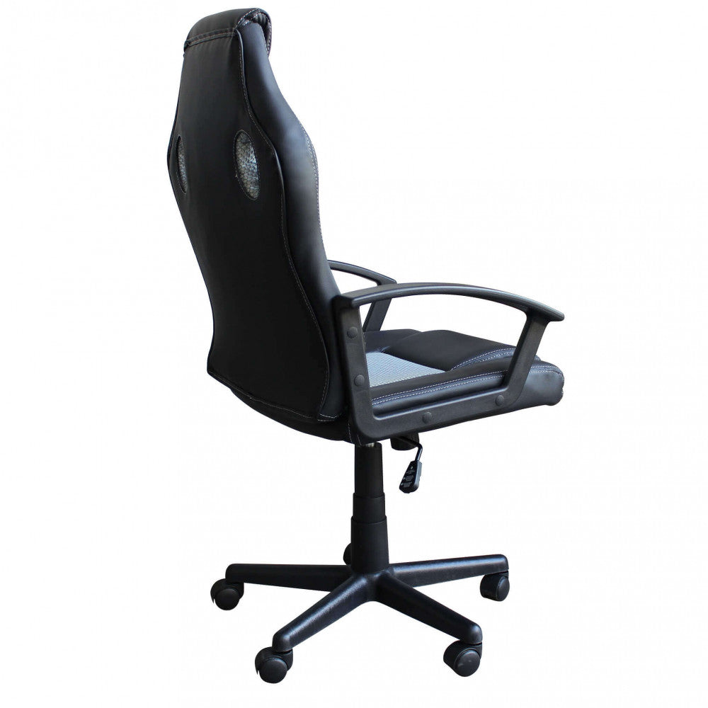 UNCHARTED GREY AND BLACK GAMING CHAIR. Dimensions: 61 x 65 x 104-113.5 cm.