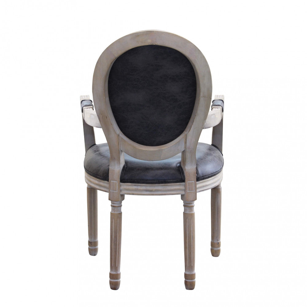 SEDIA CONSTANCE IN ECOPELLE NERA. Dimensioni: cm 55 x 46 x 96 h.