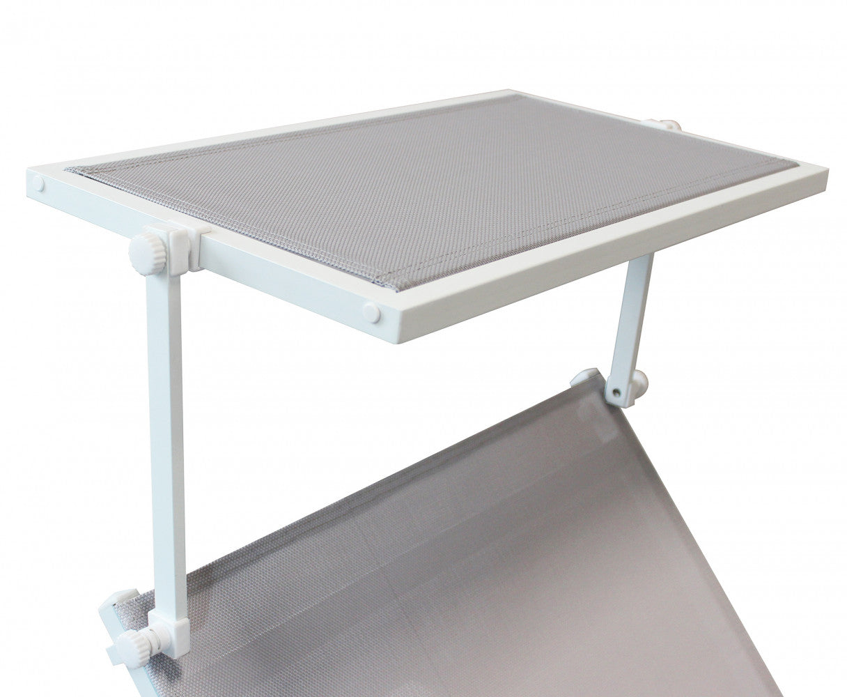 LETTINO MADISON. Struttura in alluminio verniciato BIANCO o ANTRACITE o TAUPE textilene 2 x 1 con tettuccio Dimensioni: cm 195 x 78 x 32/54 h. Arredo Giardino