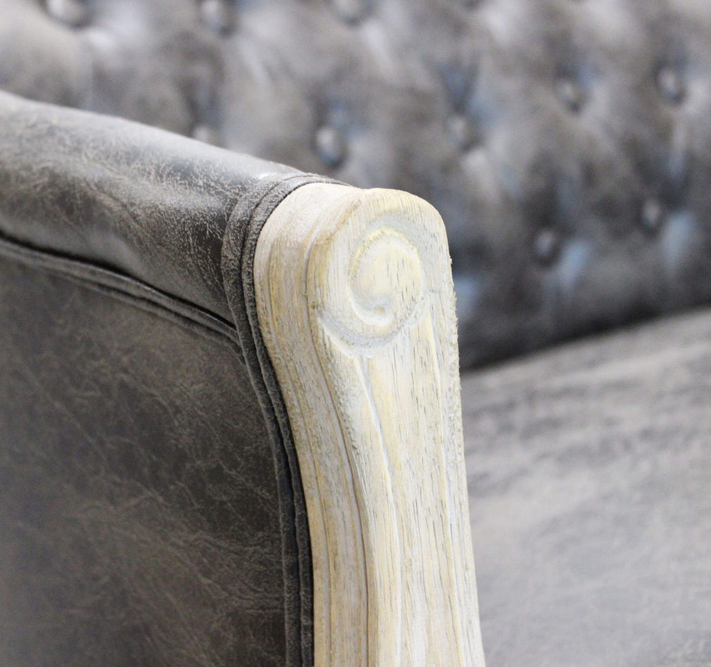 COLEMAN SOFA IN VINTAGE GREY FAUX LEATHER. Dimensions: 107 x 61 x 70 cm h.