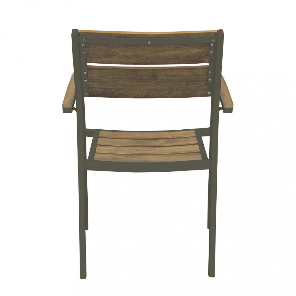 POLTRONA CAYMAN. Struttura in alluminio BIANCO o TAUPE seduta e schienale in polywood color TEAK Dimensioni: cm 56 x 58 x 85 h. Arredo Giardino