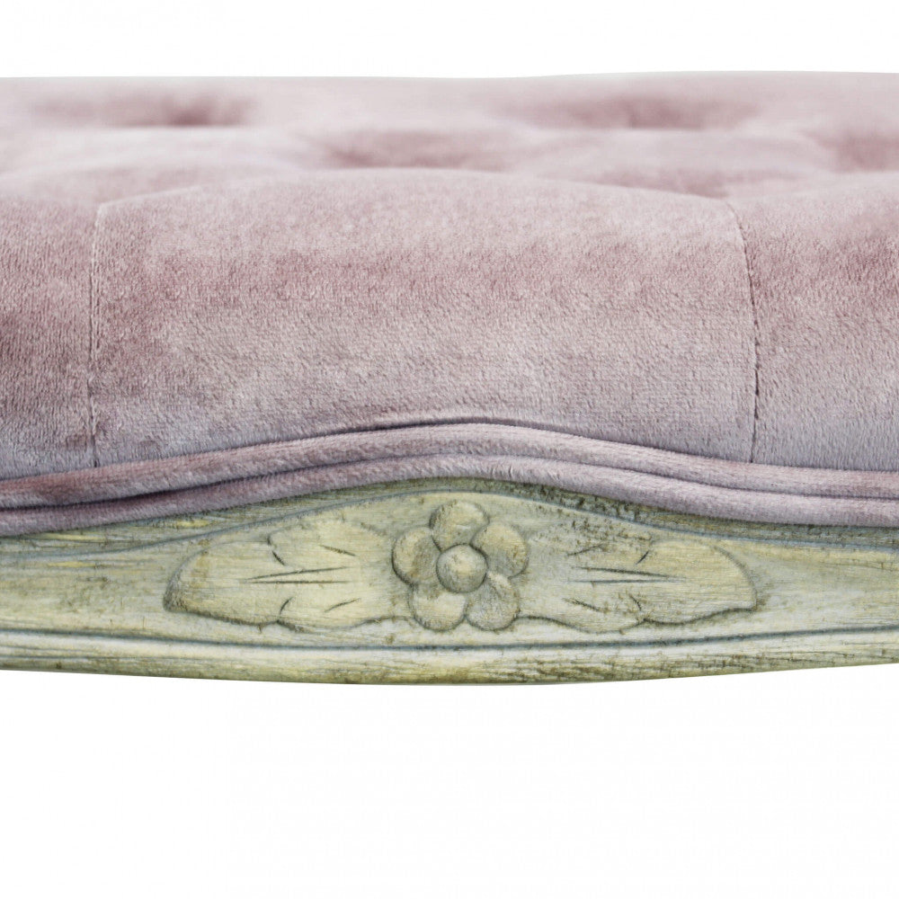 MISTY BENCH IN PINK VELVET. Dimensions: 110 x 36 x 47 cm h.