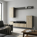 PARETE SOGGIORNO BRIDGE TAUPE E ROVERE. Dimensioni: cm 207 x 34 x 170 h.