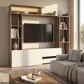 PARETE SOGGIORNO ENTRY BIANCO E ROVERE CHIARO. Parete in legno BIANCO e ROVERE CHIARO Dimensioni: cm 180 x 28/40 x 165 h.