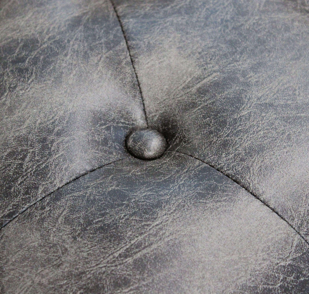 MARGI BENCH IN VINTAGE GREY FAUX LEATHER. Dimensions: 125 x 45 x 48 h cm.