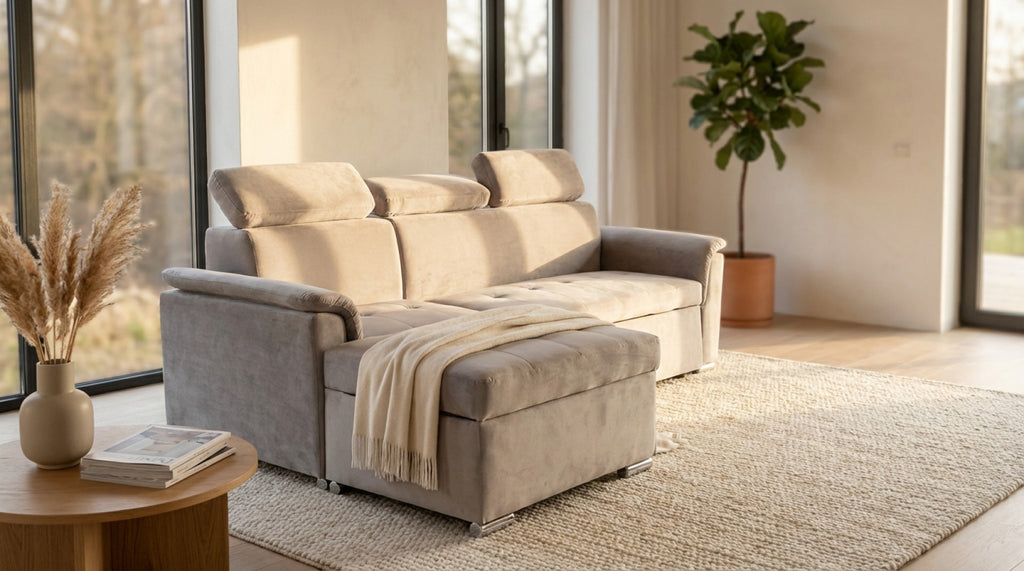 DIVANO LETTO DERRICK. Dimensioni: D.86x62/88x43/84/DL.148x88x84.