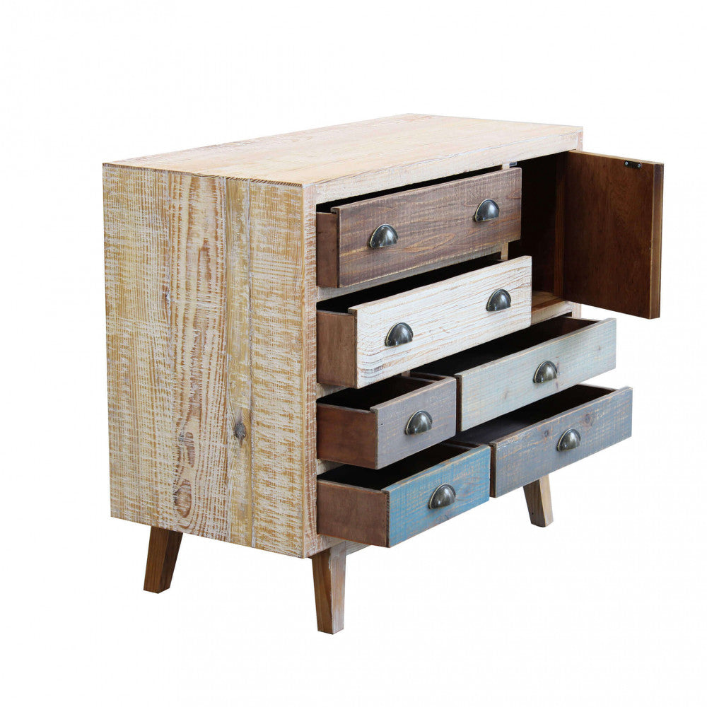 MOBILE DAMON. Mobile con 6 cassetti e 1 anta in legno colorato Dimensioni: cm 90 x 40 x 75 h.