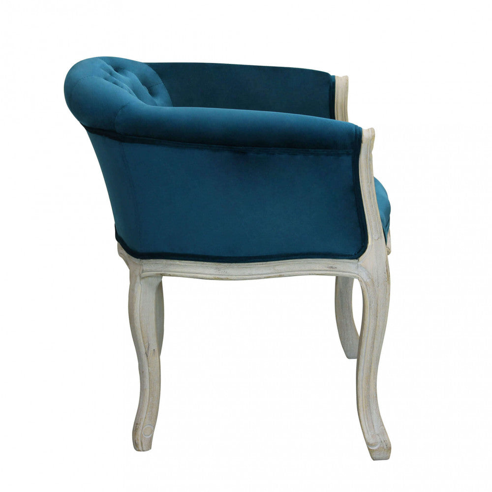 POLTRONA COREEN IN VELLUTO BLU. Dimensioni: cm 61 x 61 x 71 h.
