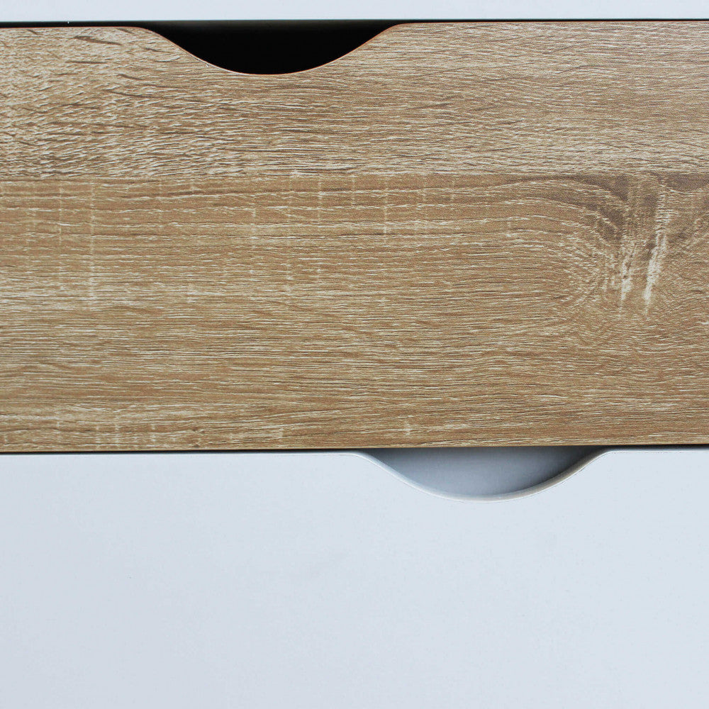 MOBILE TERENCE. Mobile con 4 cassetti in legno bianco e naturale Dimensioni: cm 99 x 39 x 82 h.