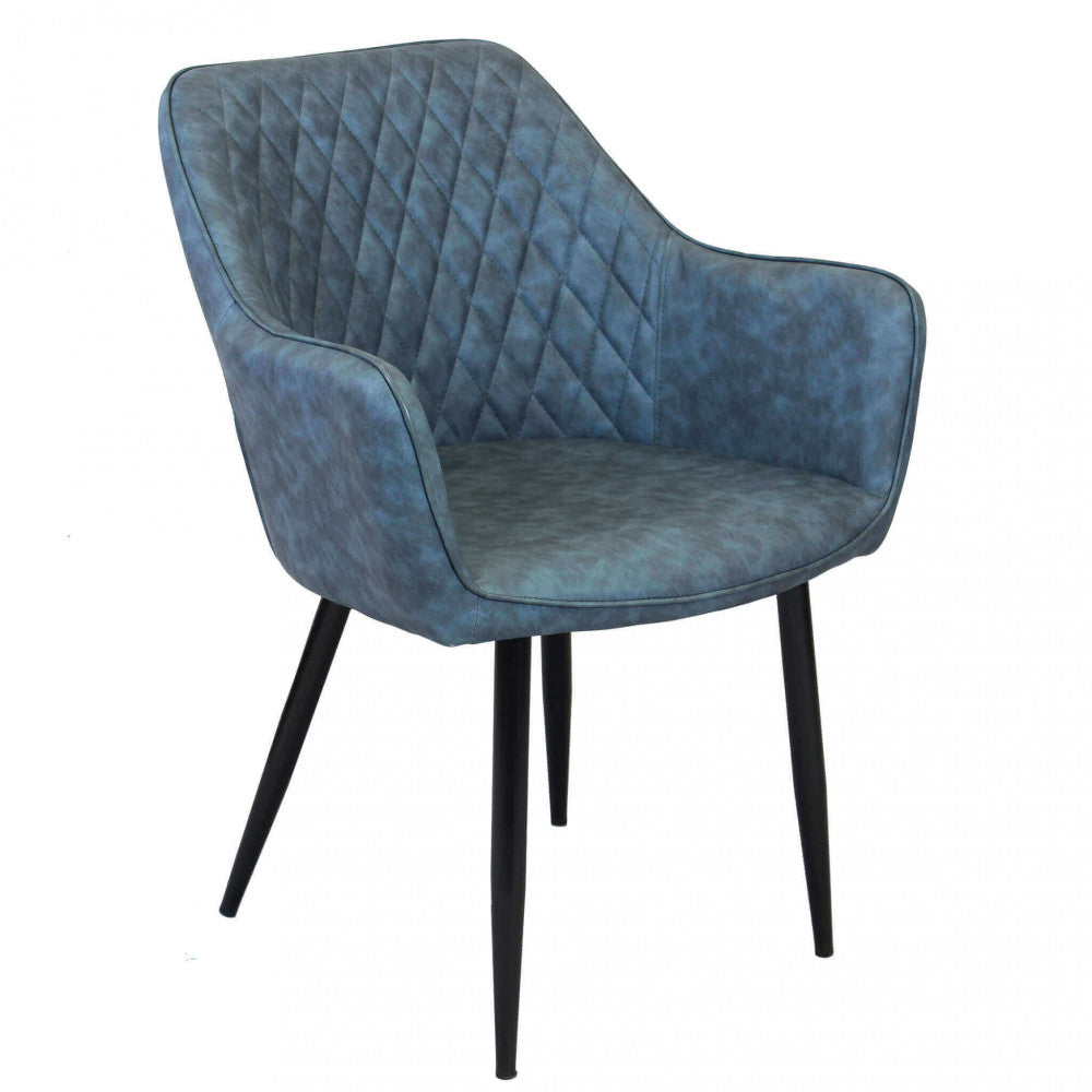 SINDY CHAIR IN FAUX LEATHER. Metal frame, faux leather seat and back. Dimensions: 56 x 60 x 87 cm h.