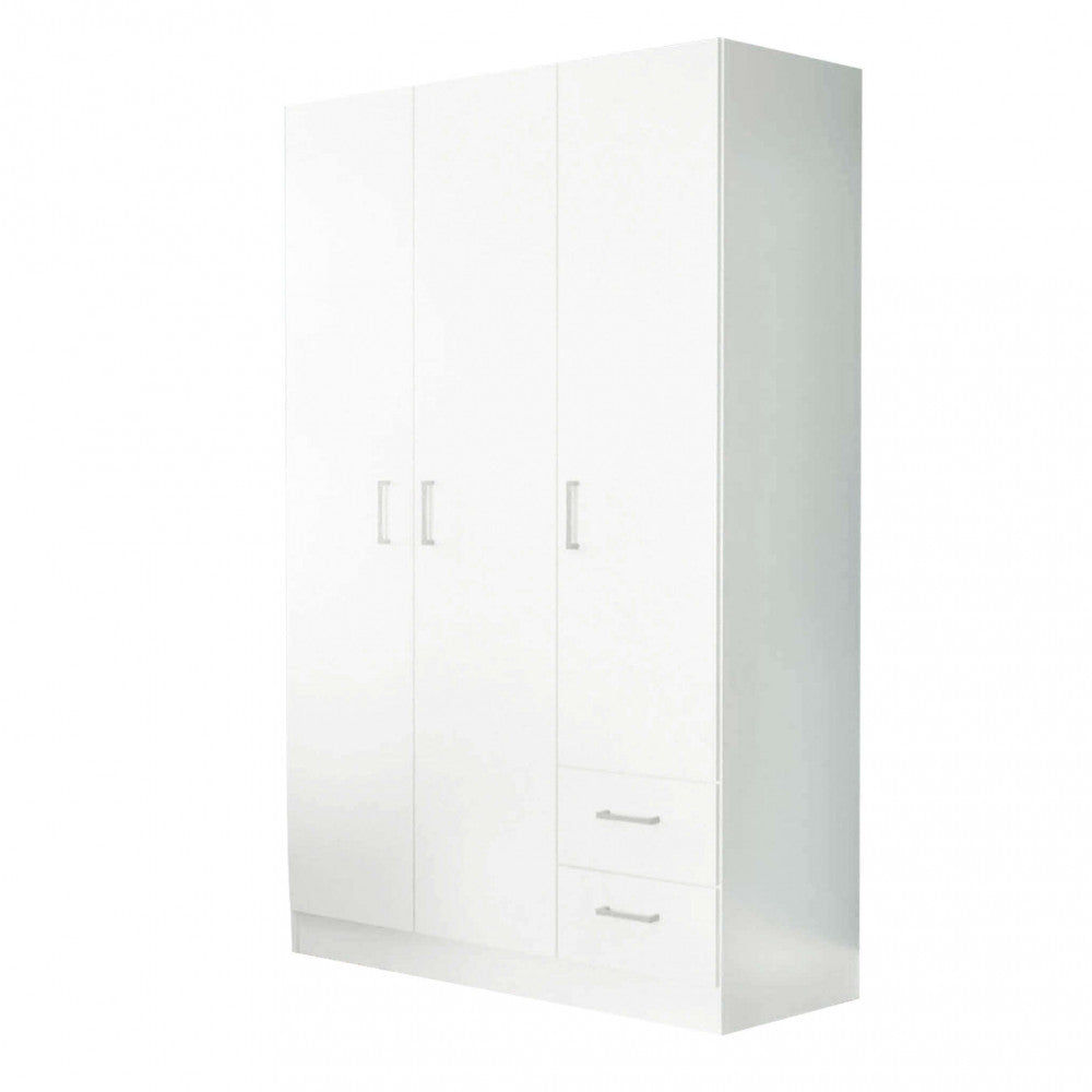 ARMADIO LEWI 3 ANTE E 2 CASSETTI BIANCO. Dimensioni: cm 120 x 52 x 190 h.