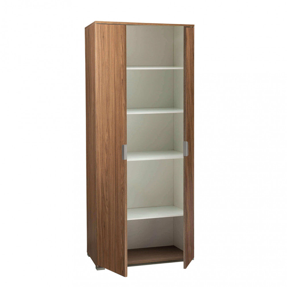 LEWIS 2-DOOR WARDROBE 180 IN WALNUT COLOR. Dimensions: 75 x 38 x 174 h cm.