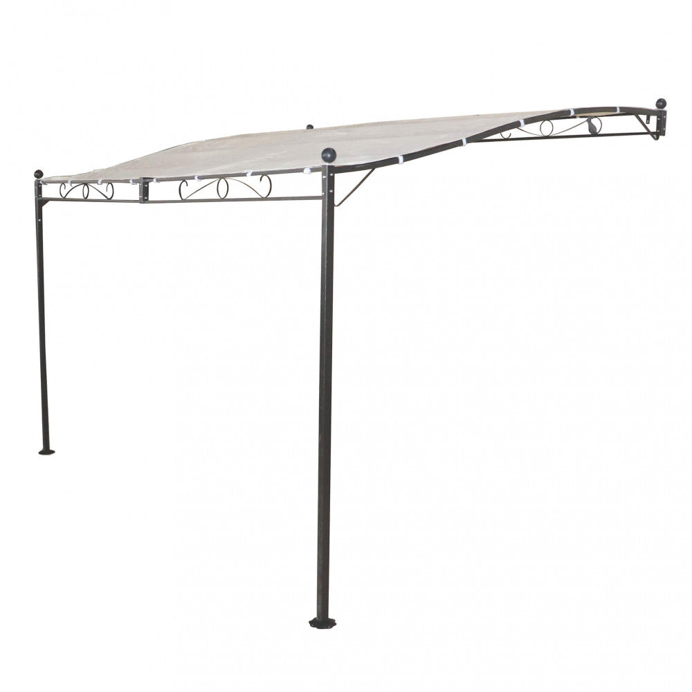 GAZEBO PERGOLA ADDOSSATO 3,5 x 2,5. Telo in poliestere AVORIO 180 gr struttura in metallo ANTRACITE gambe 50 x 50 mm Dimensioni: m 3,5 x 2,5. Arredo Giardino