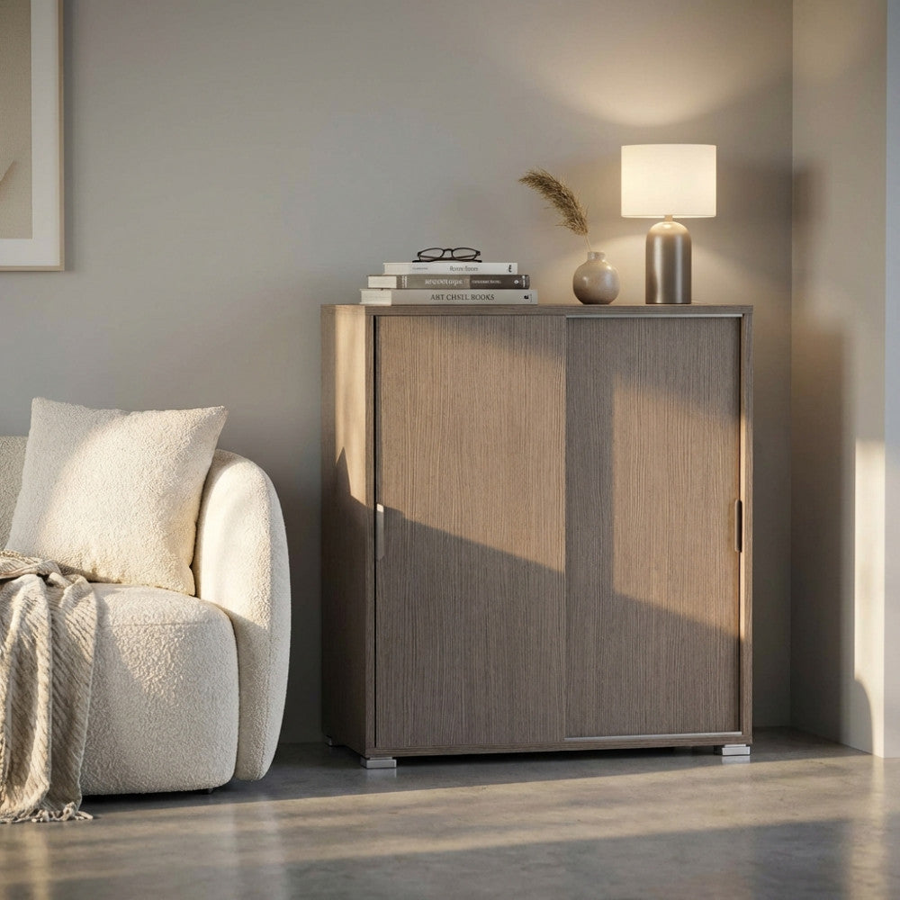 MOBILETTO TANGO 2 ANTE SCORREVOLI ROVERE GRIGIO. Dimensioni: cm 75 x 38 x 85 h.