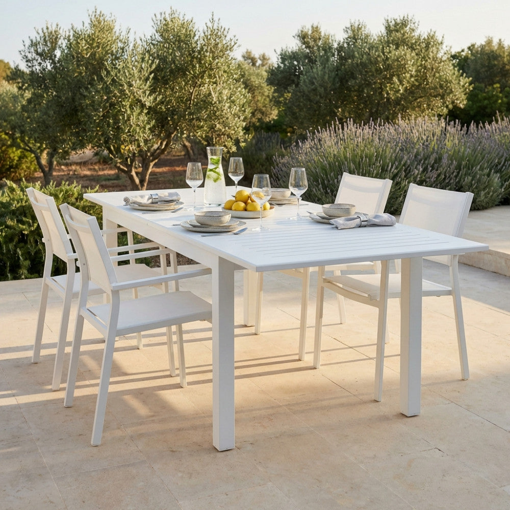 TAVOLO CUBA ALLUNGABILE 150/210 X 90. Struttura in alluminio verniciato BIANCO o TAUPE o TORTORA o ANTRACITE Dimensioni: cm 150/210 x 90 x 75 h. Arredo Giardino