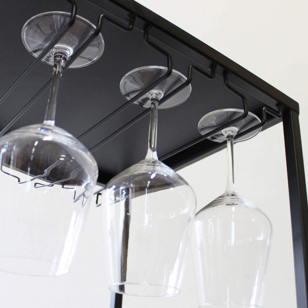 MOBILE MIK. Mobile in ferro e legno con 1 anta, porta bottiglie e porta bicchieri Dimensioni: cm 51,50 x 41 x 165,50 h.