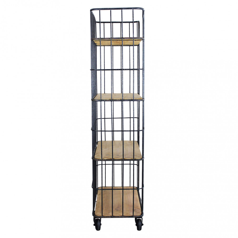 MOBILE AMYAS. Mobile in ferro e legno con 4 ripiani Dimensioni: cm 77 x 39,5 x 168 h.