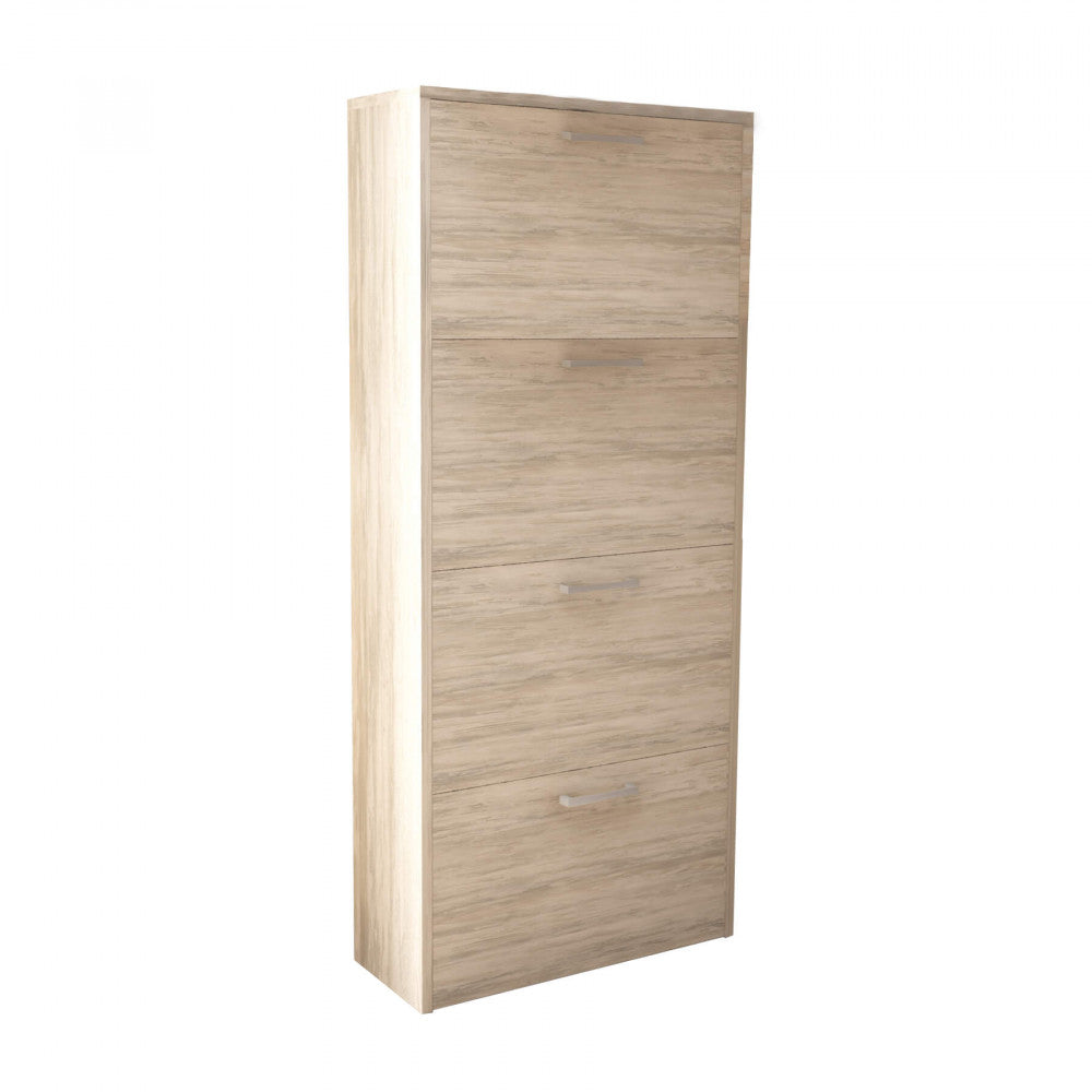SCARPIERA MOLLY 4 ANTE A RIBALTA PINO CHIARO. Scarpiera in legno PINO CHIARO spessore 16 mm Dimensioni: cm 59 x 25 x 140 h.