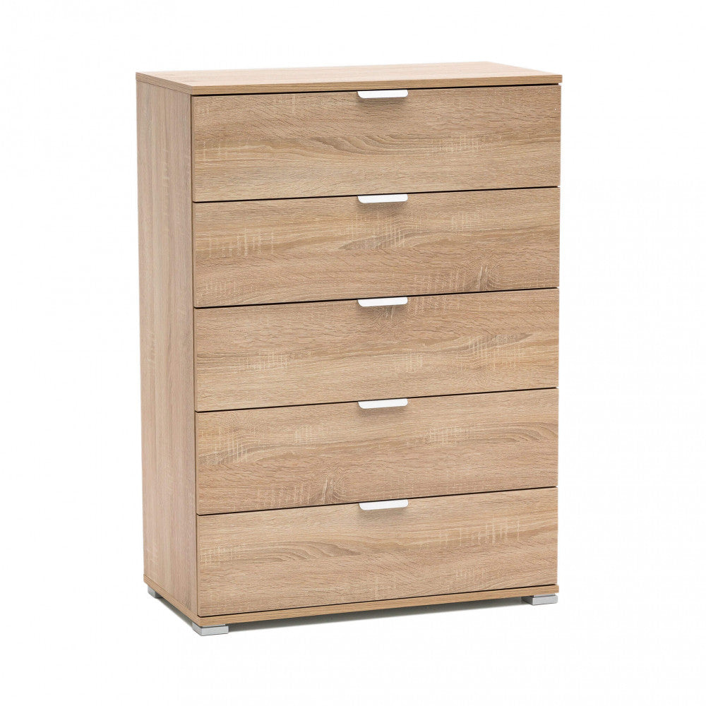 MOBILETTO EVERGLADE 5 CASSETTI NATURALE. Dimensioni: cm 75 x 38 x 103 h.