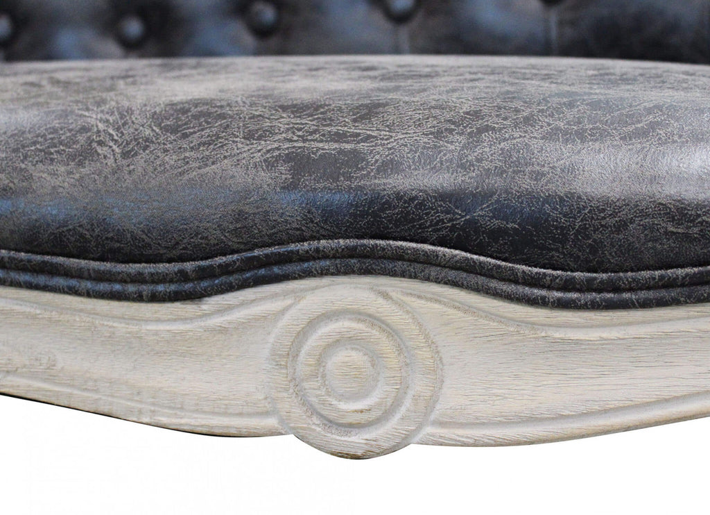 COLEMAN SOFA IN VINTAGE GREY FAUX LEATHER. Dimensions: 107 x 61 x 70 cm h.
