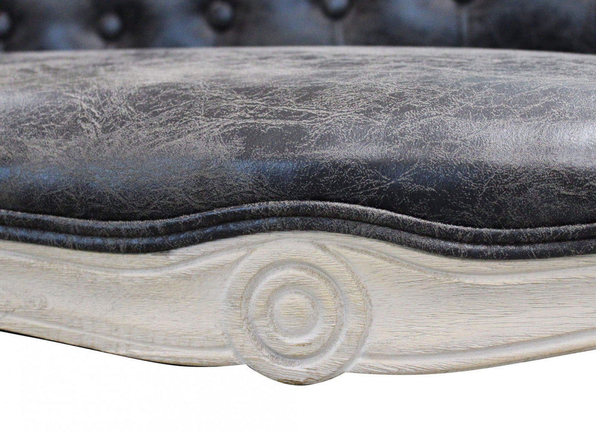 COLEMAN SOFA IN VINTAGE GREY FAUX LEATHER. Dimensions: 107 x 61 x 70 cm h.
