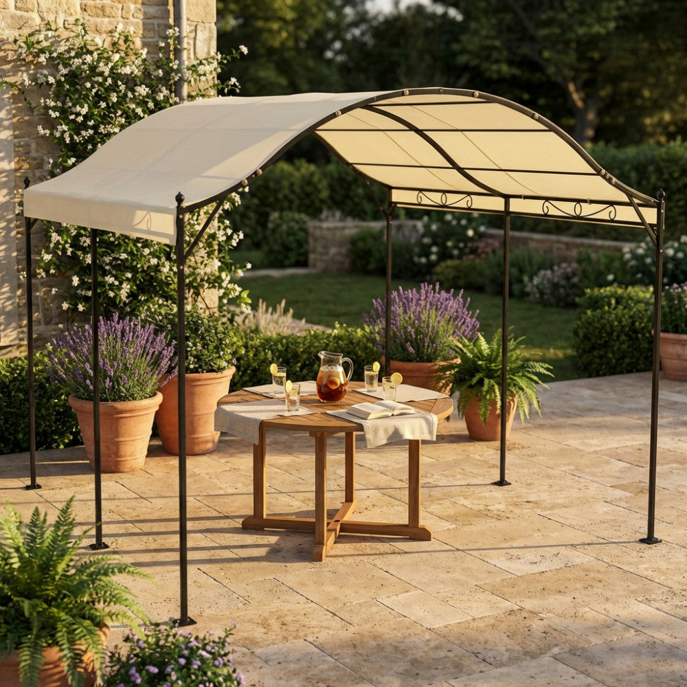 GAZEBO ARCO 3 X 4. Telo in poliestere AVORIO 290 gr struttura in metallo antracite Dimensioni: m 3 x 4. Arredo Giardino