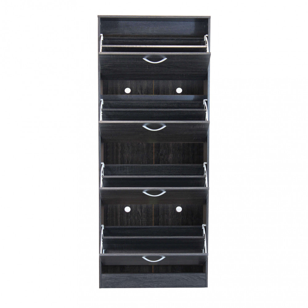 SCARPIERA WENDY GRIGIO SCURO. Scarpiera con 4 ante in legno Dimensioni: cm 60 x 24 x 150 h.