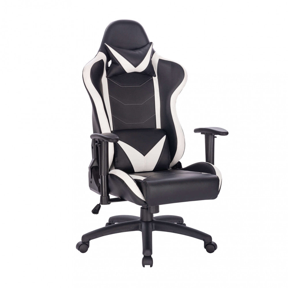 POLTRONA DA GAMING FALLOUT BIANCA E NERA. Dimensioni: Cm 69,5 x 71,5 x 121-129 h.