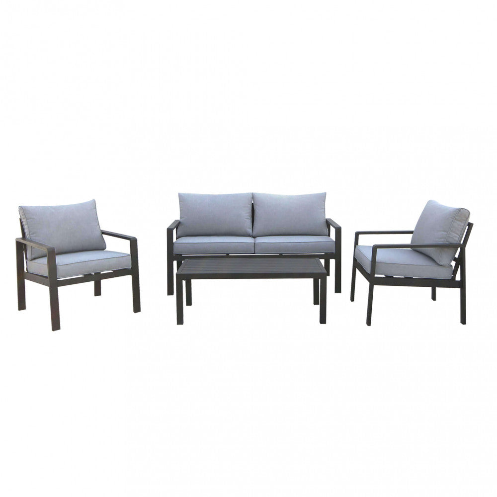 SANTO DOMINGO 2-SEAT LOUNGE WITH CUSHIONS. WHITE or ANTHRACITE aluminum frame, polyester cushions. Dimensions: D.140x70x68/D.64x70x68/T.100x50x35. Garden Furniture