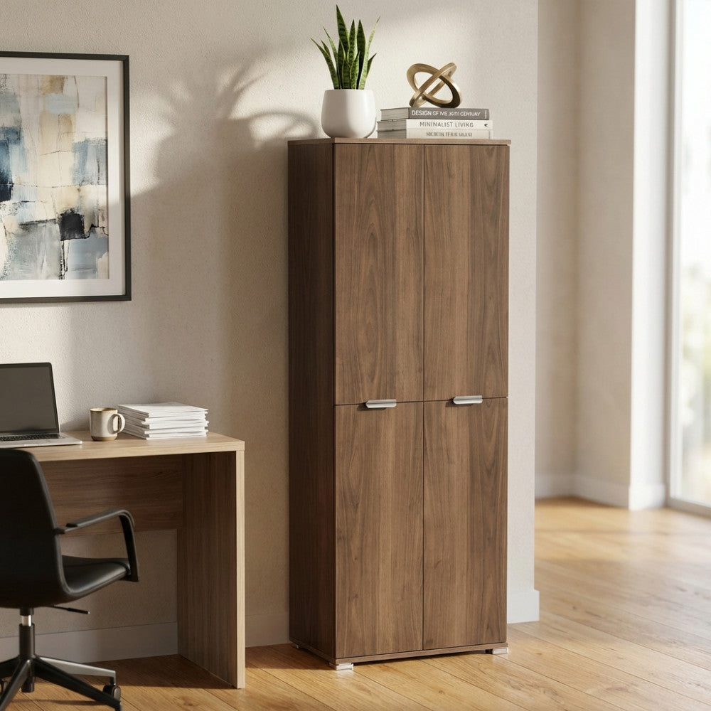 ARMADIO TENA 4 ANTE TINTA NOCE. Dimensioni: cm 60 x 38 x 174 h.