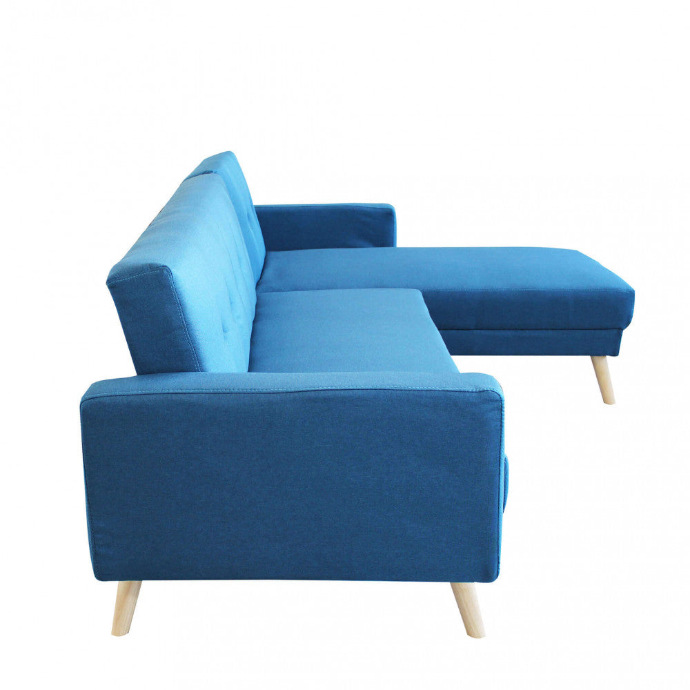 ARTHUR SOFA BED. MELANGE BLUE sofa bed with metal and wood frame. Dimensions: D.176x84x84/DL.176x105x45/S.74x157x84/SL.74x178x45.
