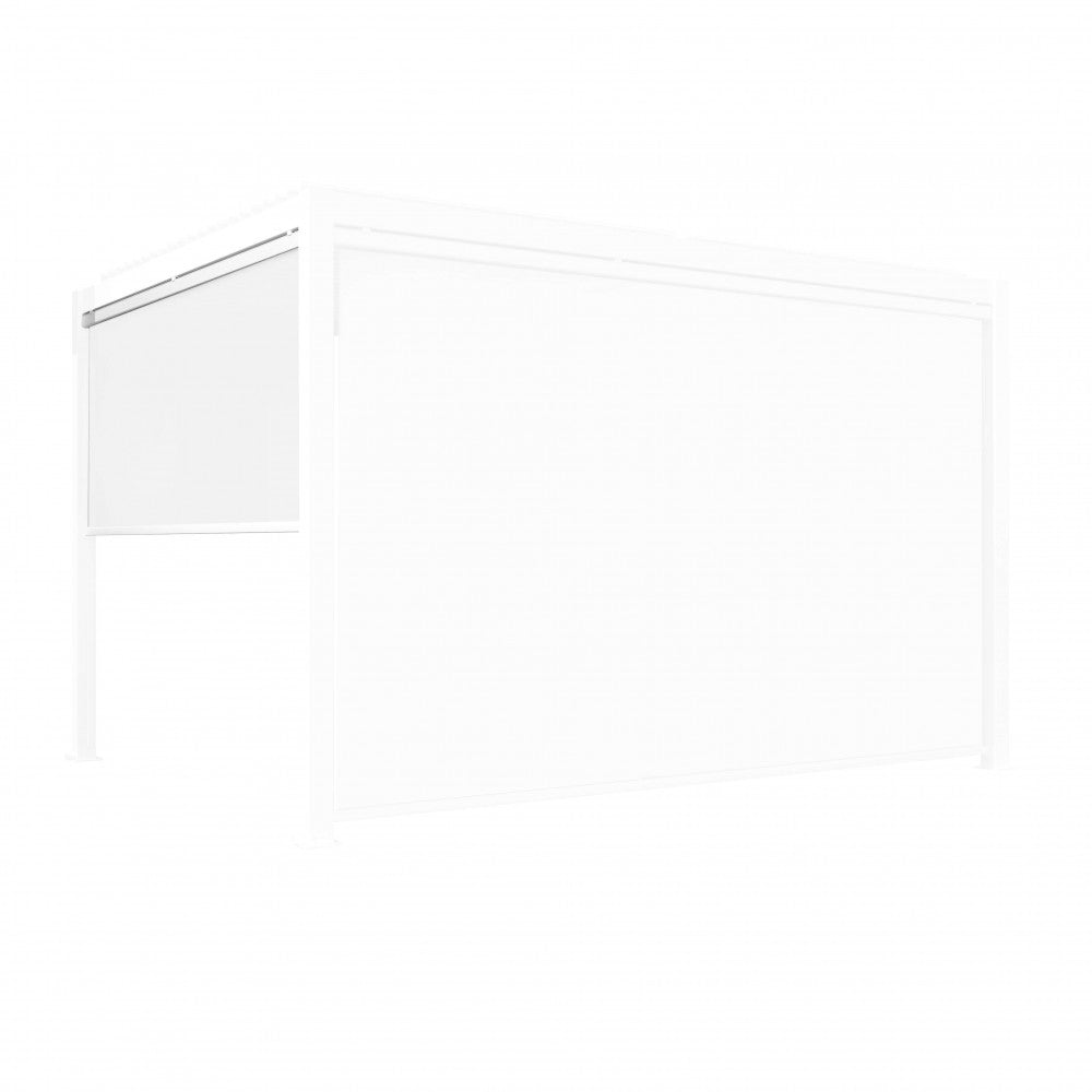 LATERALE PER PERGOLA BIOCLIMATICA 3 X 4. Laterale manuale in textilene ANTRACITE o BIANCO con bordo inferiore in alluminio 25,9x53mm guide in metallo, cassonetto 83x83.8mm Dimensioni: cm 270 x 238. Arredo Giardino