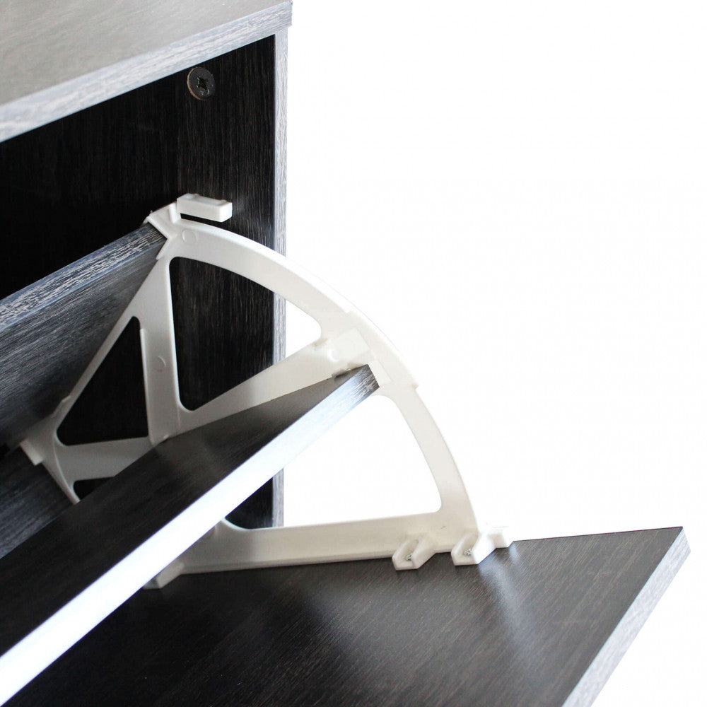 WENDY SHOE RACK DARK GREY. Shoe rack with 4 wooden doors. Dimensions: 60 x 24 x 150 cm h.