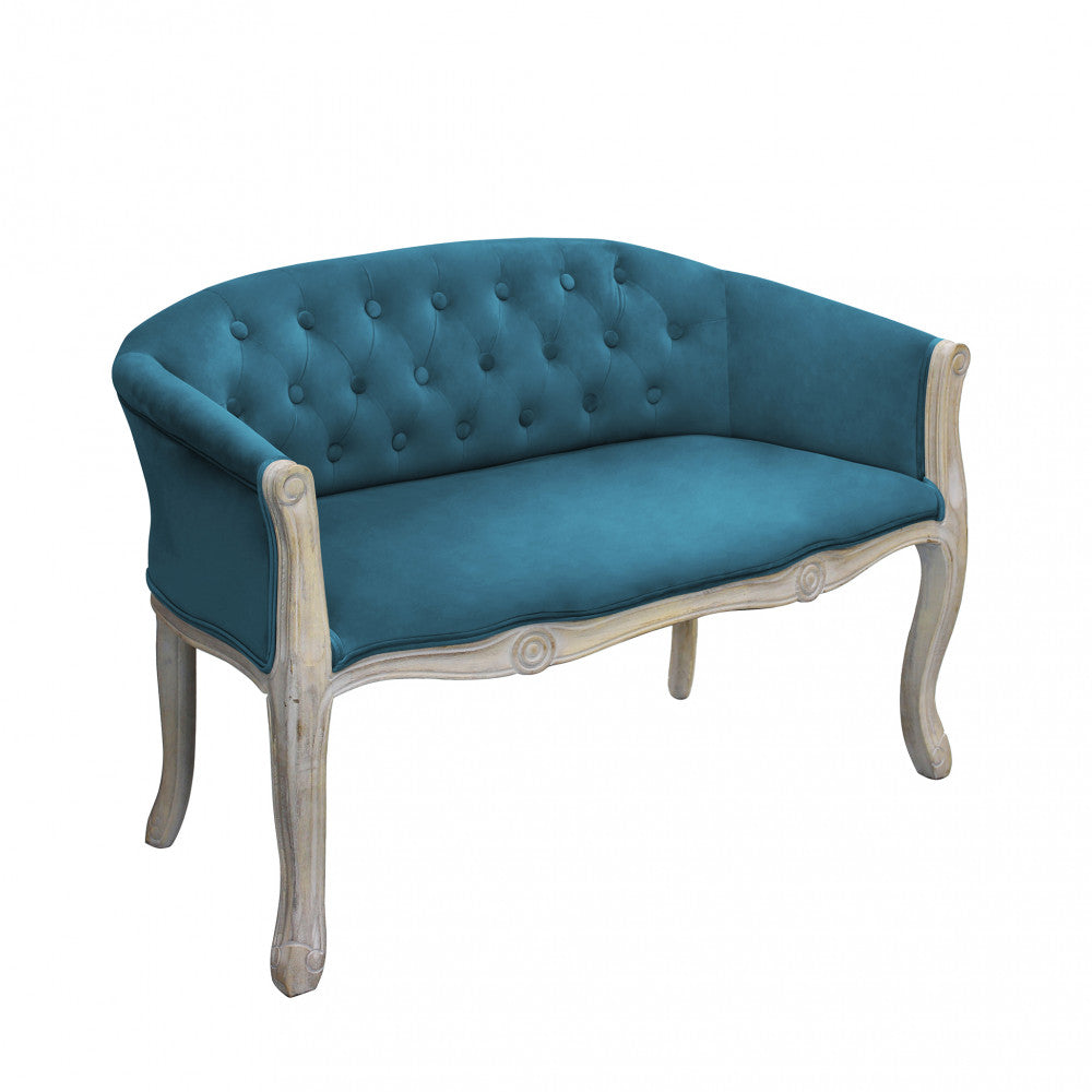 DIVANO COLEMAN IN VELLUTO BLU. Dimensioni: cm 107 x 61 x 70 h.
