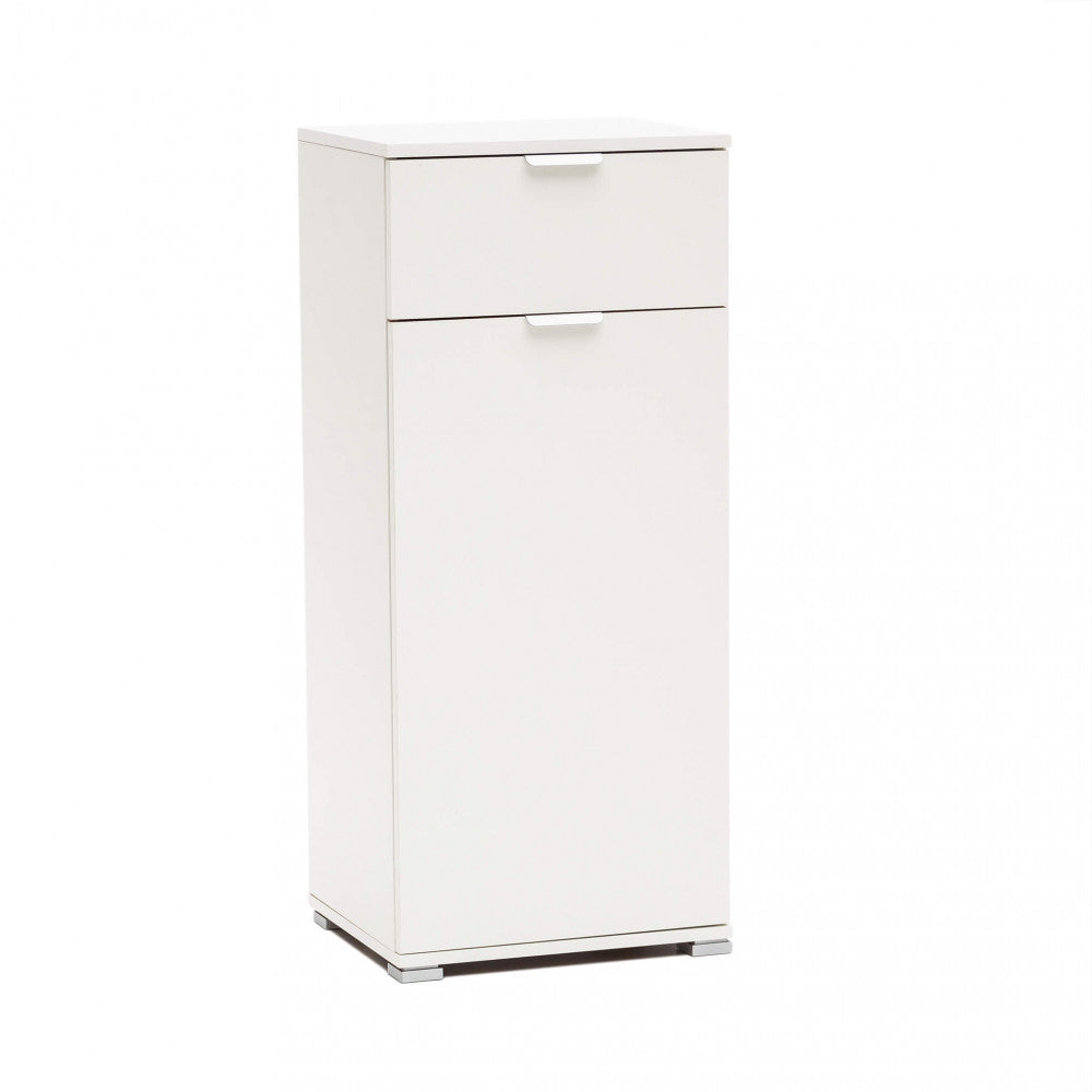 MOBILETTO BAKU CON 1 ANTA E 1 CASSETTO BIANCA. Dimensioni: cm 45 x 38 x 103 h.