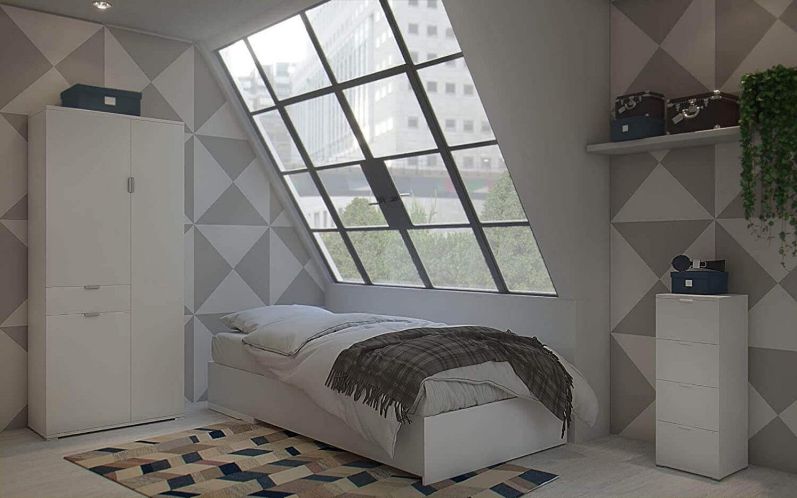 ARMADIO ECO CON 3 ANTE E 1 CASSETTO BIANCO. Dimensioni: cm 75 x 38 x 174 h.