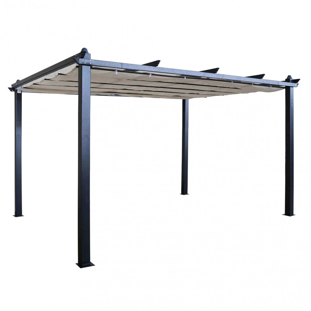 ASTORIA GAZEBO 3 x 4 ANTHRACITE WITH BEIGE CANVAS. 180 g ECRU polyester canopy, ANTHRACITE metal frame. Dimensions: 3 x 4 m. Garden Furniture.