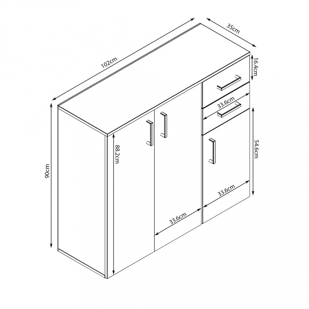 MOBILE FLEXI QUERCIA CHIARO. Dimensioni: cm 106 x 36 x 83 h.